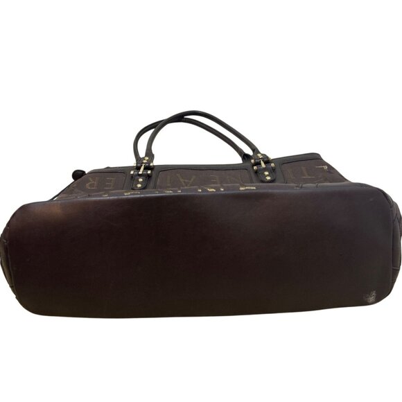 Etienne Aigner Signature Canvas Leather Edge Tote Shoulder Bag Chocolate Brown - Picture 5 of 16